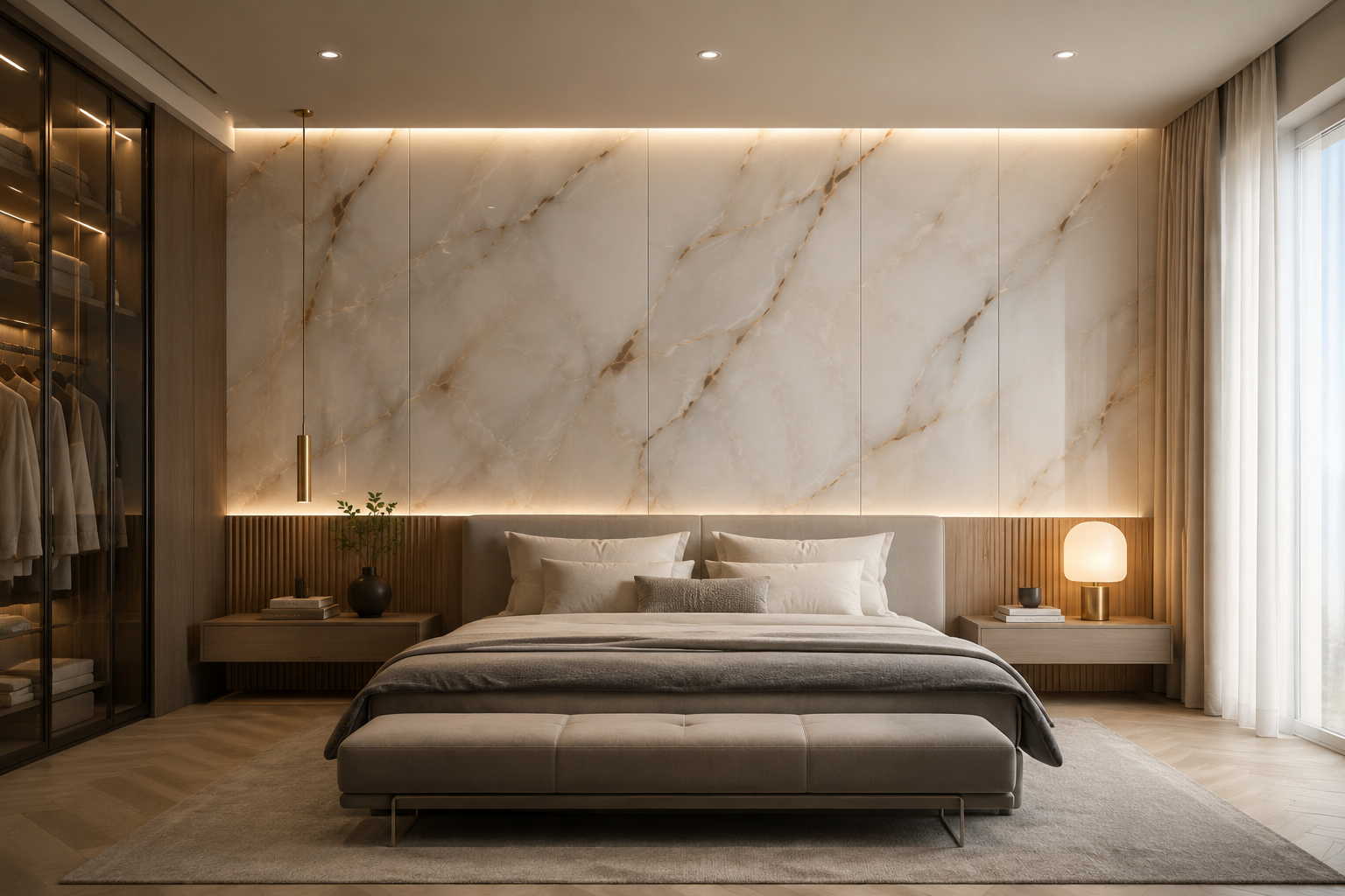 Quarto com placas flexíveis